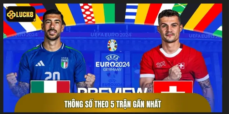 Thông số theo 5 trận gần nhất của Ý vs Thụy Sĩ